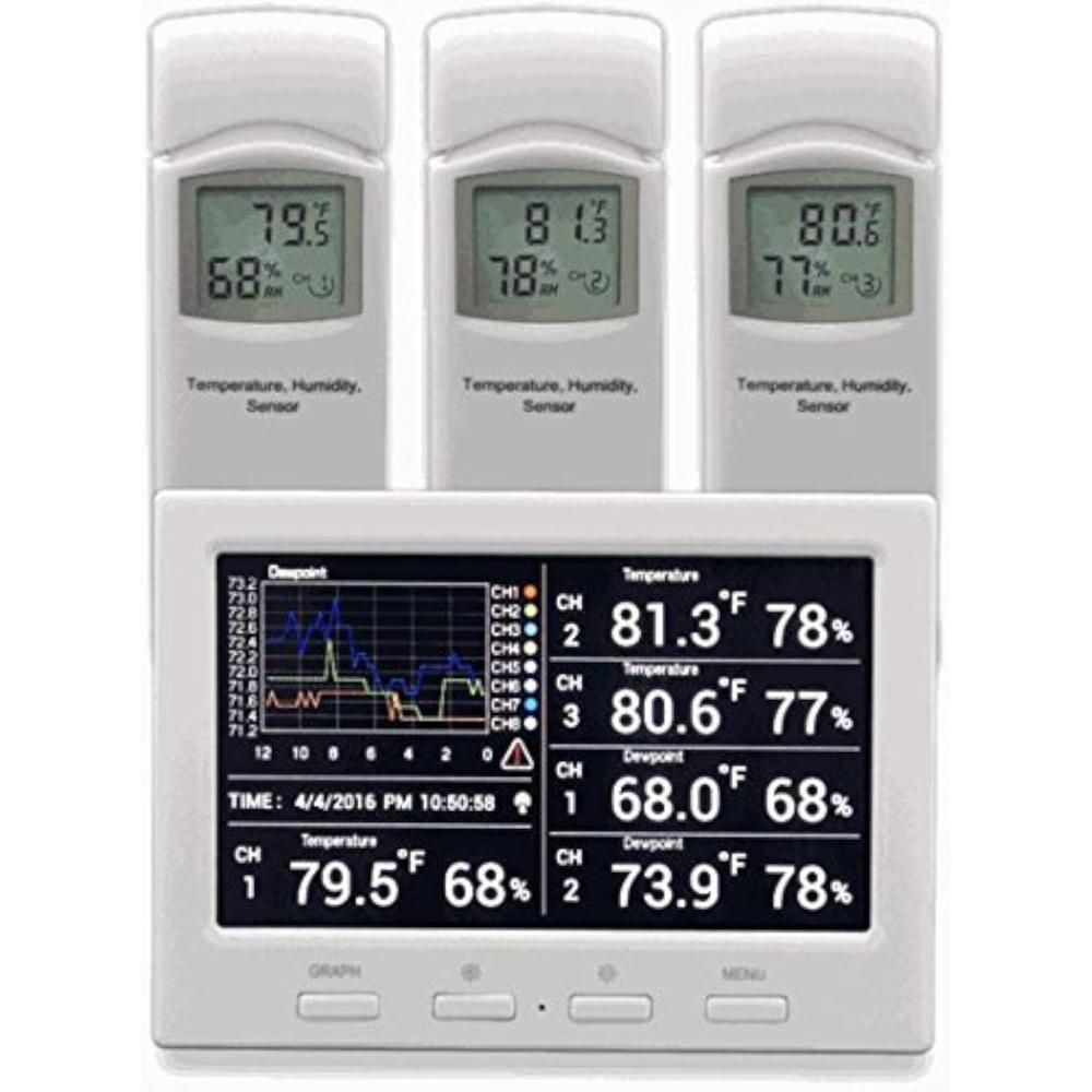image:imageAmbient Weather WS3000X3 ThermoHygrometer Wireless Monitor w 3 Remote Sensors  Logging Graphing Alarming Radio Controlled Clock1 Console  3 Sensors