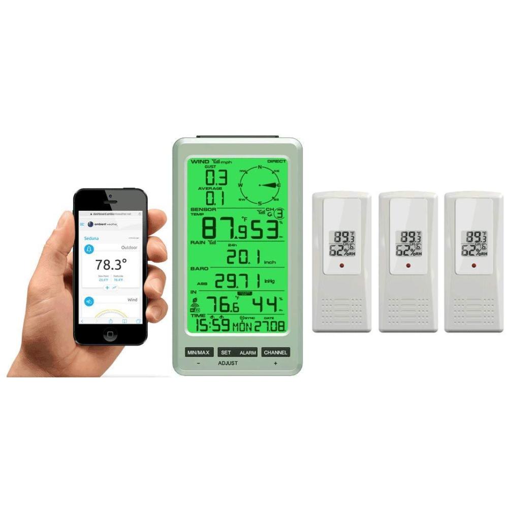 image:imageAmbient Weather WS50F007THX3 WiFi Smart Weather Station Receiver w 3 Outdoor ThermoHygrometers