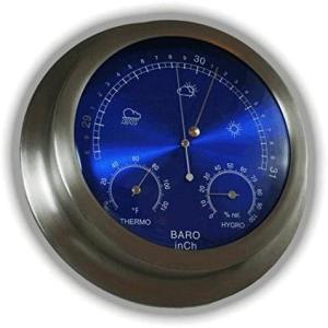 Ambient Weather WS-228TBH 9″ Brushed Aluminum Contemporary Barometer with Temperature and Humidity, Metallic Radiant Blue