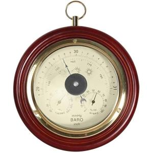 Ambient Weather WS-M0921THB 8″ Cherry Finish Tan Dial Traditional Barometer with Temperature and Humidity